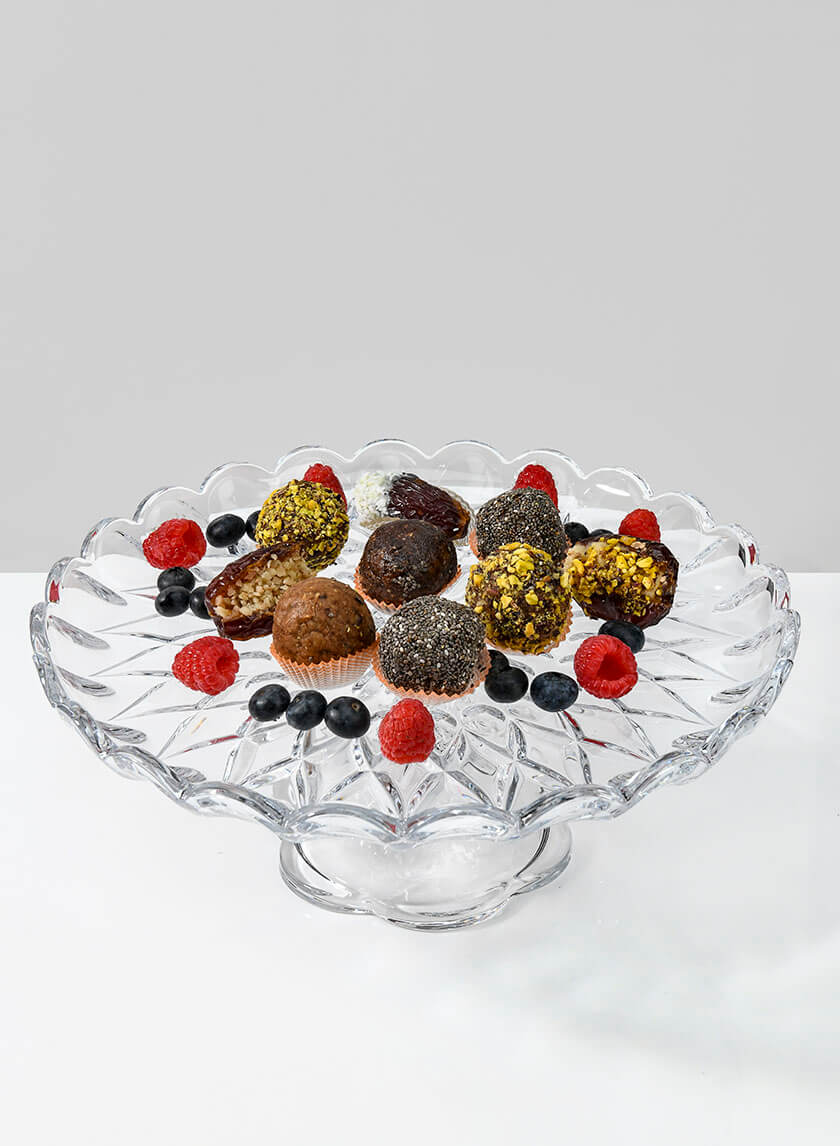 11.75in Wide Festonne Glass Cake Stand Decor Jamali Garden