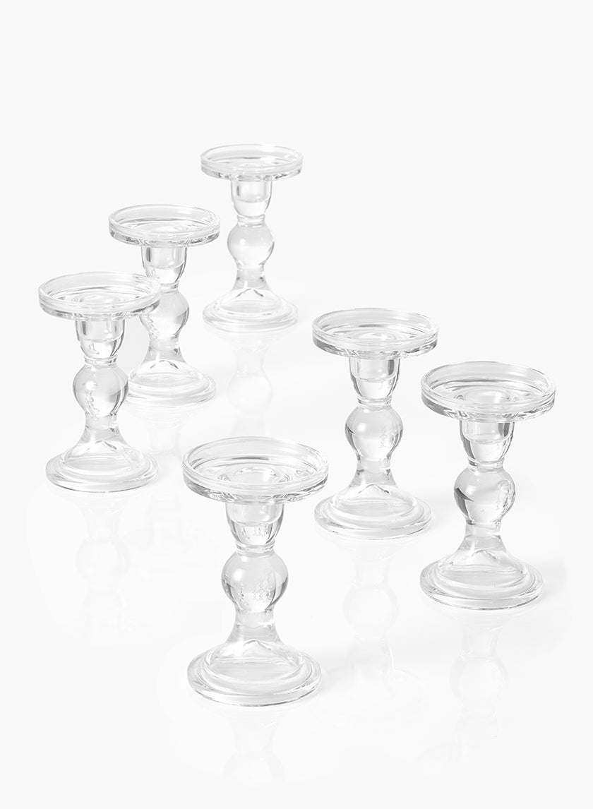 5.5in Tall Clear Glass Pillar Holder, Set of 6 Decor Jamali Garden