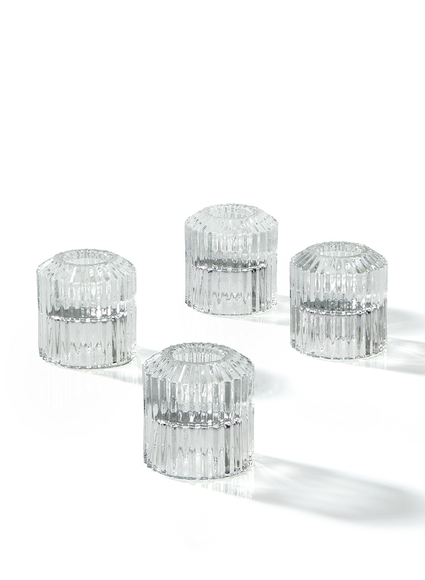 2.25in Tall Pleated Glass Tea Light Holder, Set of 4 Decor Jamali Garden