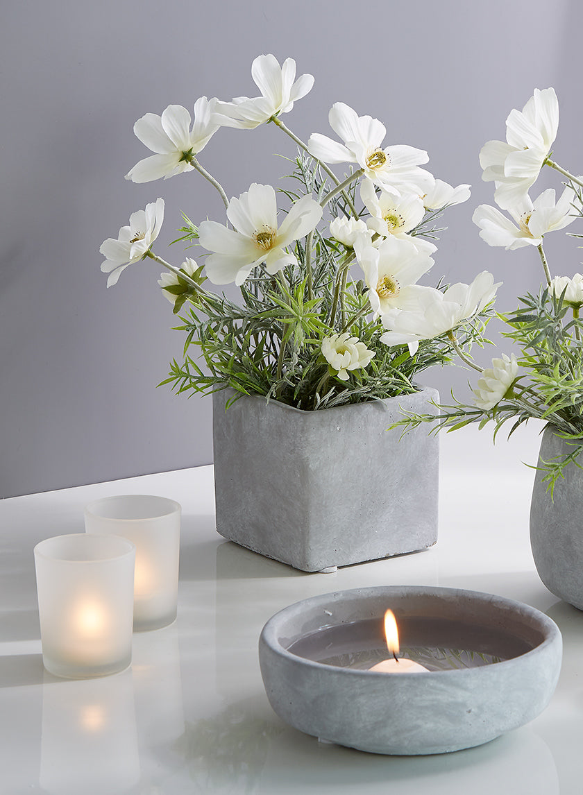 4 1/4in Tall Atelier Cement Cube Vase Decor Jamali Garden