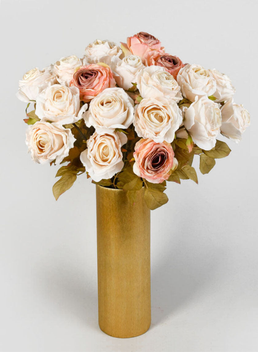 14in Tall Gold Cylinder Aluminum Vase Decor Jamali Garden