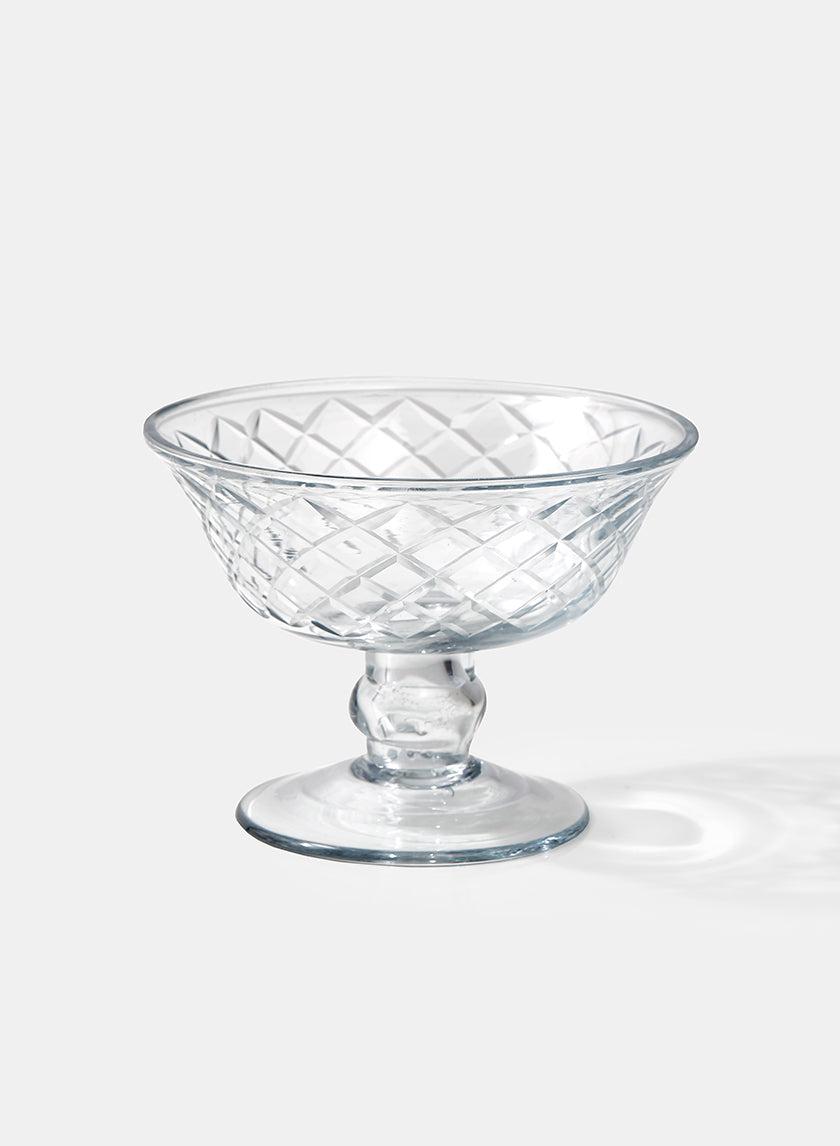 4.5in Wide Diamond Cut Glass Pedestal Bowl Decor Jamali Garden