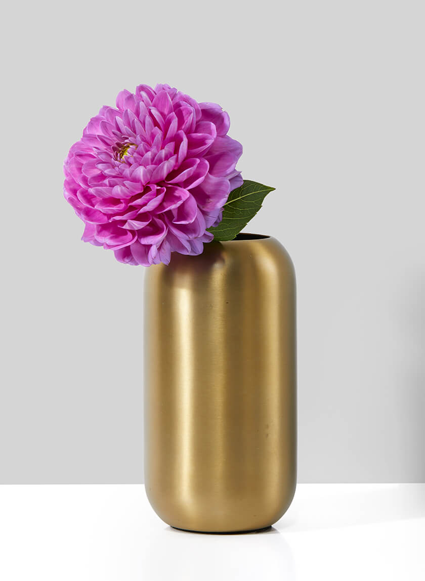5.5in Tall Bretagne Matte Gold Steel Capsule Vase Decor Jamali Garden
