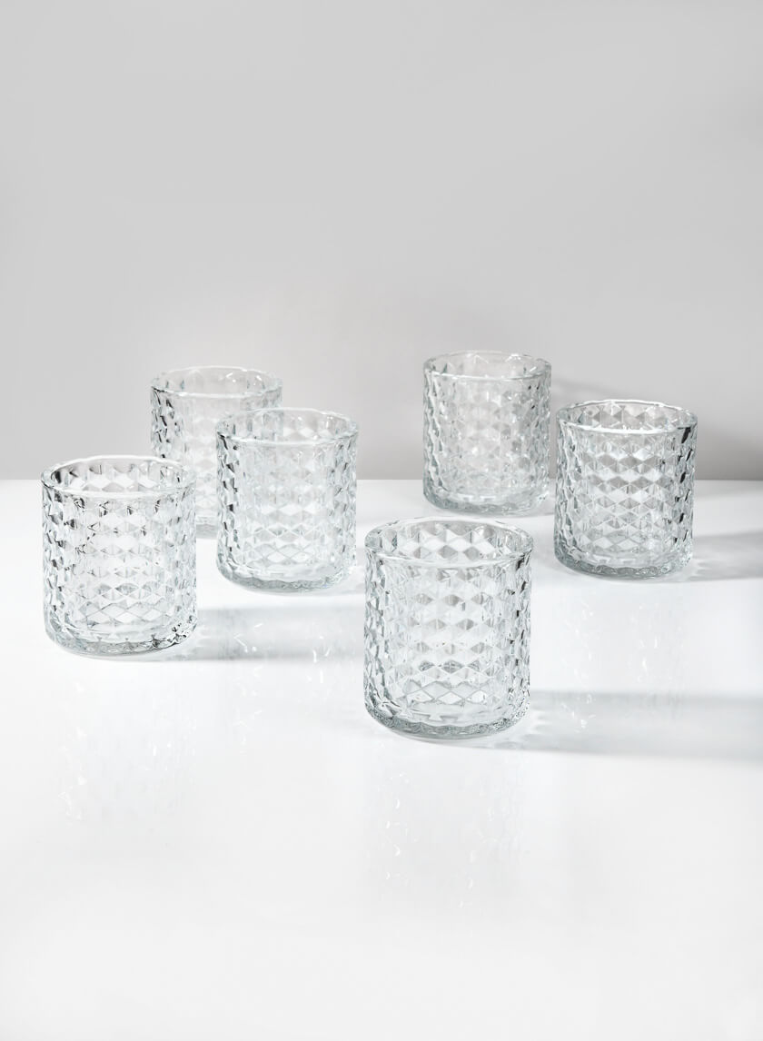 3.5in Tall Hex Glass Votive Holder, Set of 6 Decor Jamali Garden