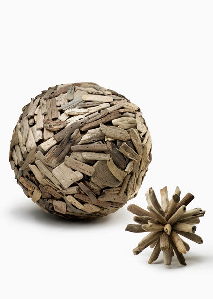 12in Driftwood Ball & 6in Spikey Driftwood Ball Decor Jamali Garden