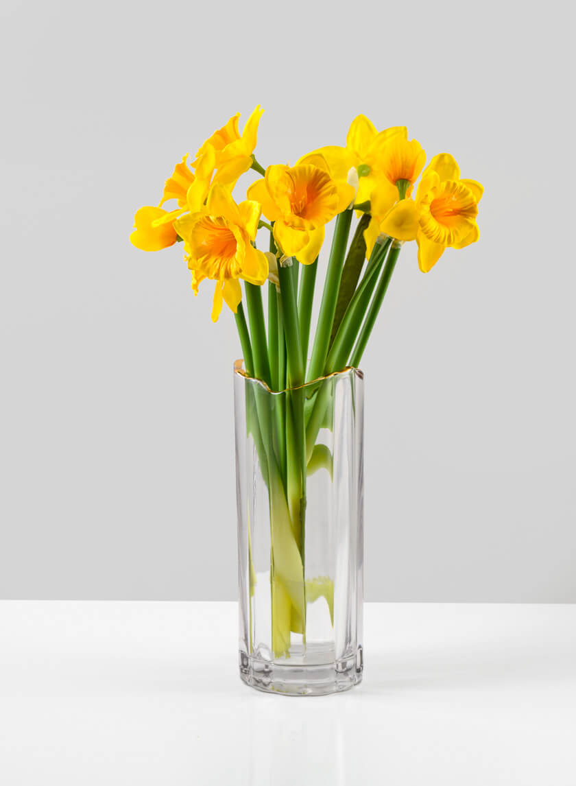 Waves Gold Rim Faceted Vase Decor Jamali Garden