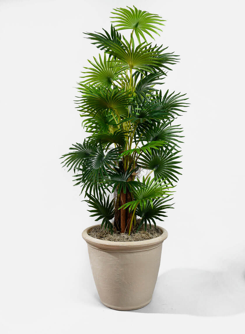 16in Tall Antique White Stone Kiri Planter Decor Jamali Garden