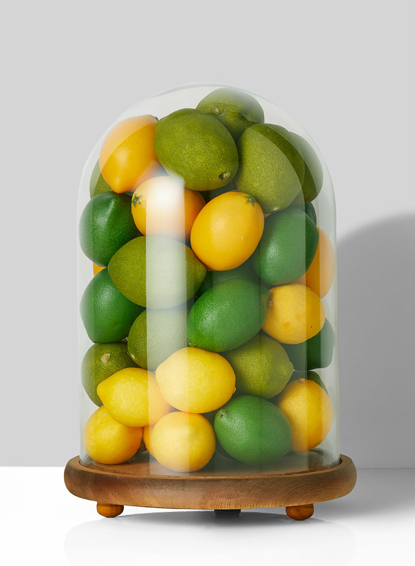 15in Tall Glass Cloche On Wood Base Decor Jamali Garden