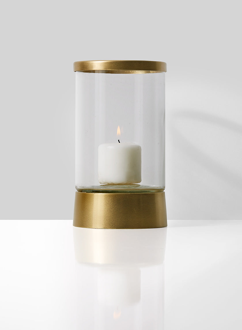 Gold & Glass Candle Hurricane Decor Jamali Garden