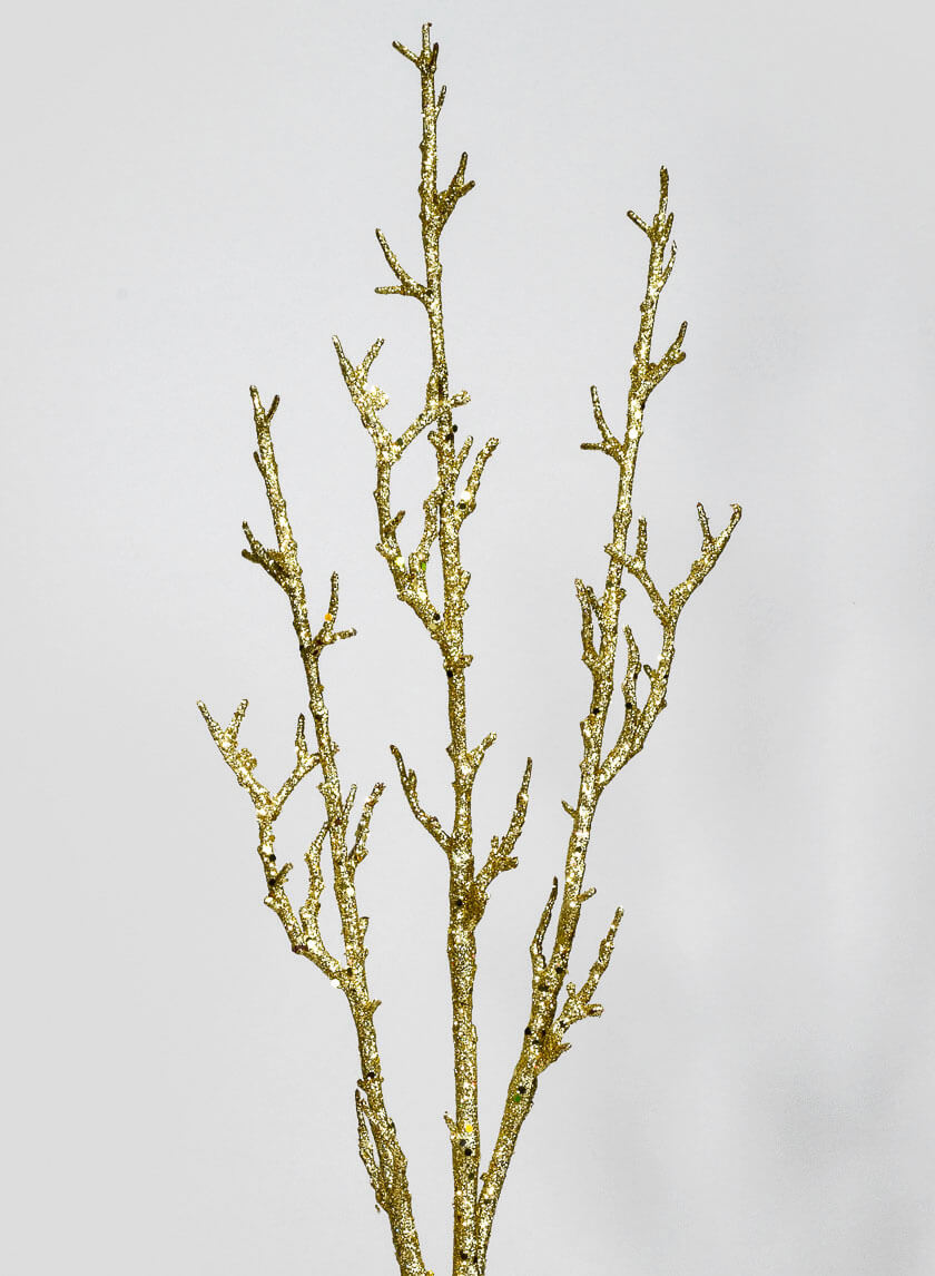 44in Long Gold Glitter Branch Decor Jamali Garden