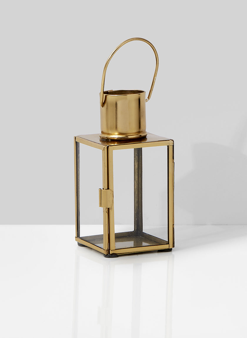 5.25in Square Gold Lantern Decor Jamali Garden