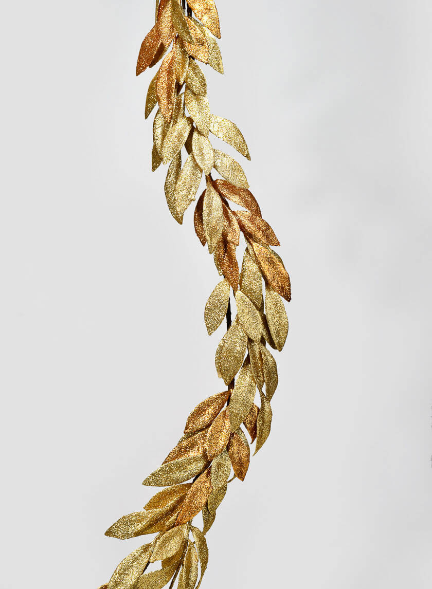 6ft Long Gold & Copper Bay Leaf Garland Decor Jamali Garden