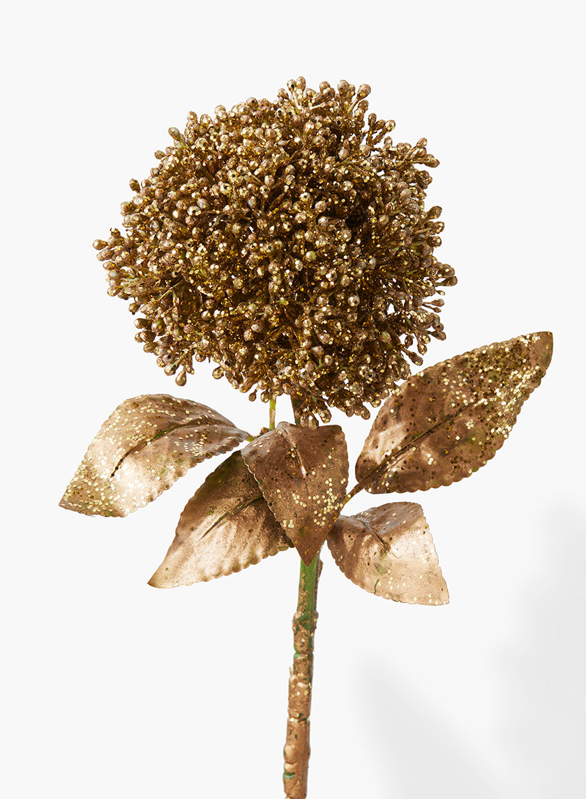 17in Long Gold Pom-Pom Flower Decor Jamali Garden