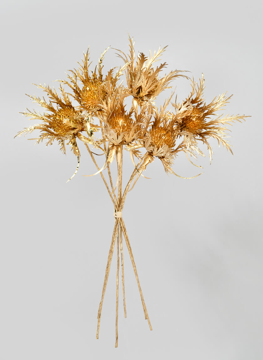 12in Long Gold Thistle Picks, Case of 12 Decor Jamali Garden