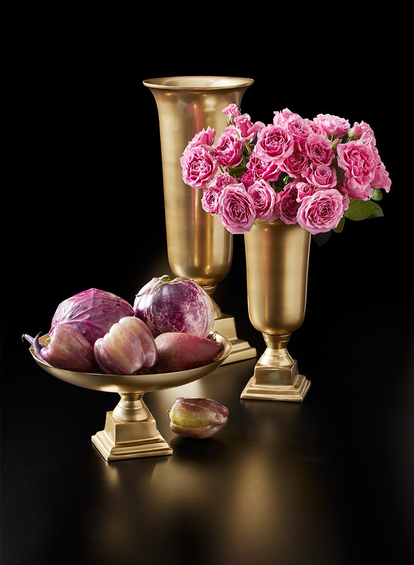 Gold Pedestal Bowl & Urn Vases Decor Jamali Garden
