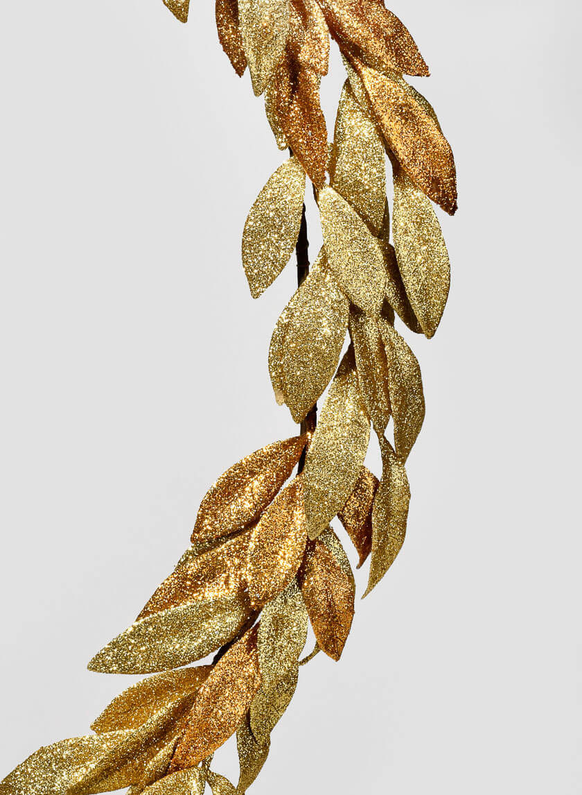 6ft Long Gold & Copper Bay Leaf Garland Decor Jamali Garden