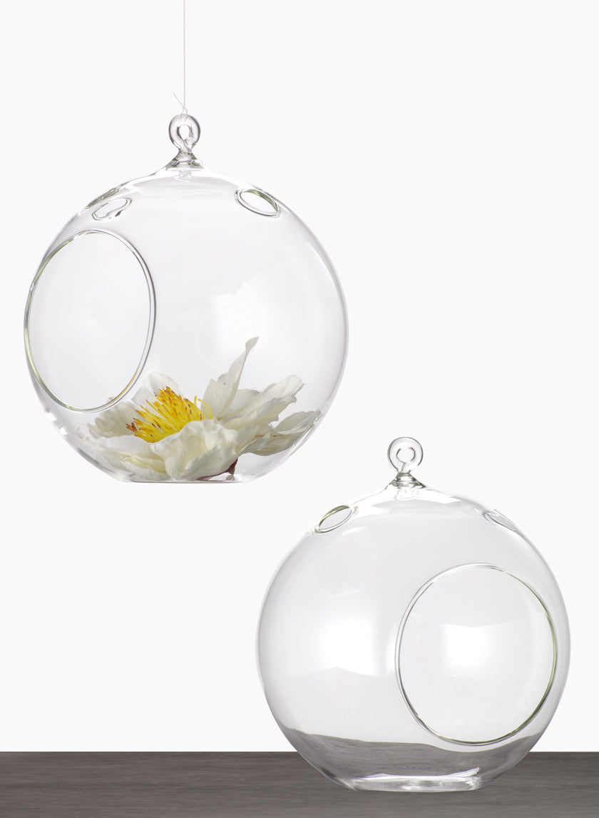 6in Wide Hanging Glass Ball Votive Holder Decor Jamali Garden