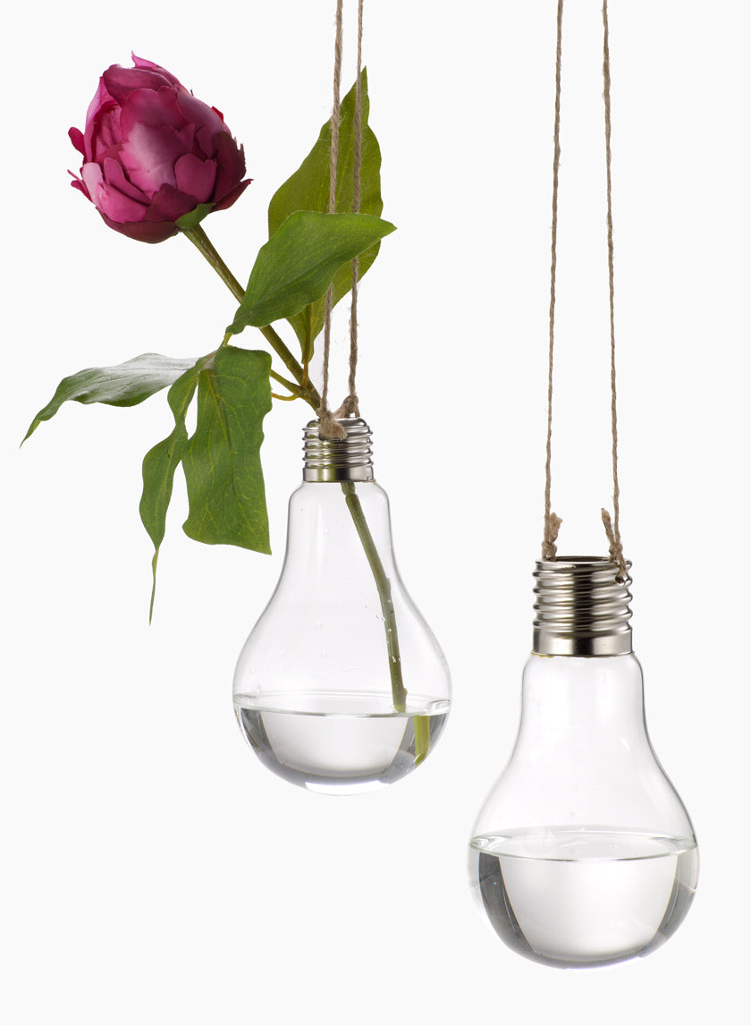 6.25in Tall Hanging Glass Lightbulb Vase With Jute Cord Decor Jamali Garden