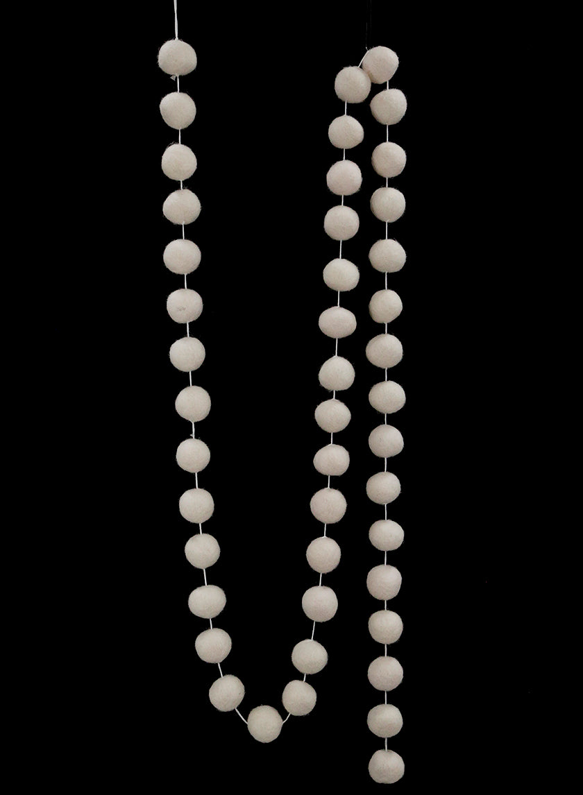 5ft Long Ivory Felt Ball Garland Decor Jamali Garden