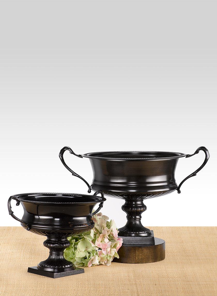 Antique Black Metal Urns Decor Jamali Garden