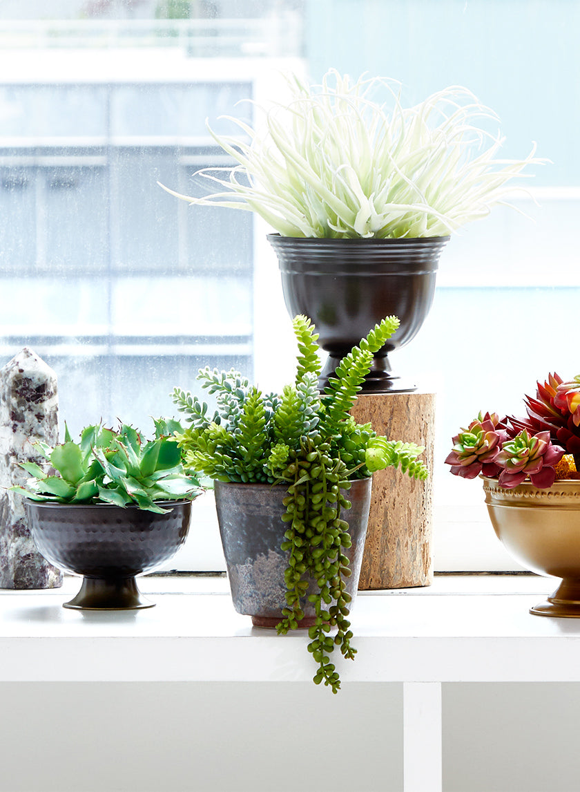 Footed Hammered Copper Bowls Decor Jamali Garden