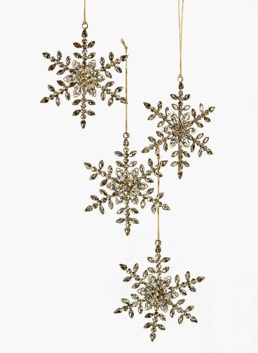 6in Wide Jewel Stud Snowflake Ornament, Set of 4 Decor Jamali Garden