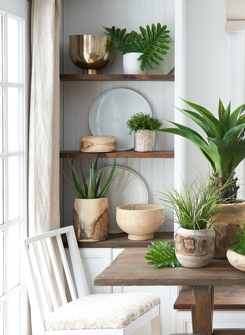 11in Wide Round Paulownia Wood Bowl Decor Jamali Garden