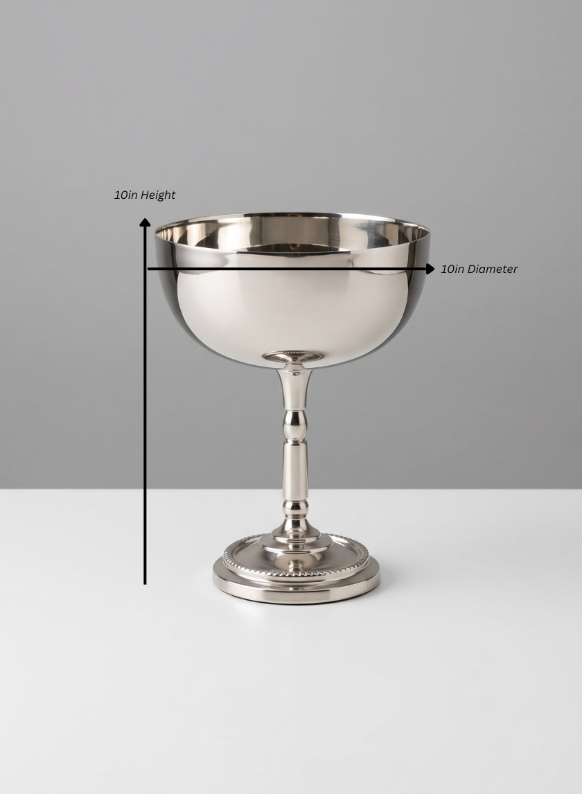 Pierrefort Silver Pedestal Urn Decor Jamali Garden Silver 10in Height - 10in Diameter EACH