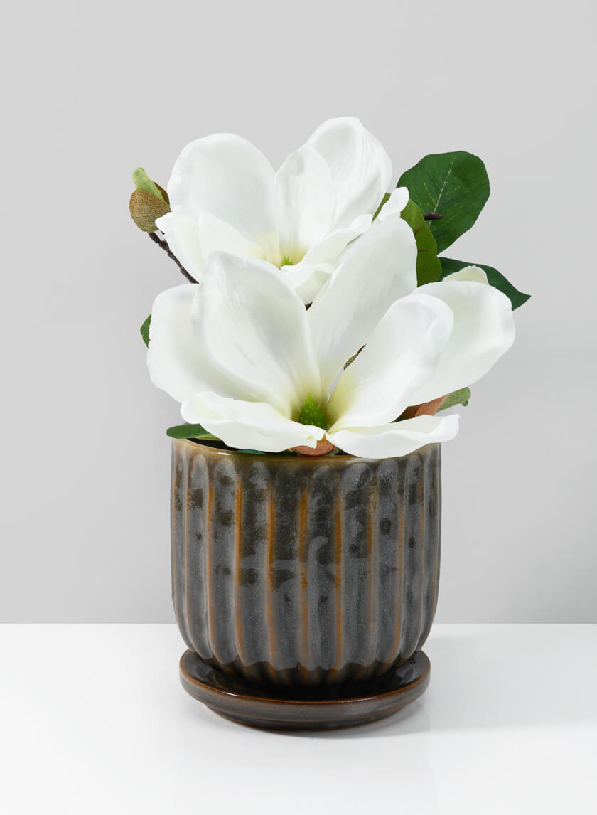 Tulum Avocado Green Pot with Saucer Decor Jamali Garden