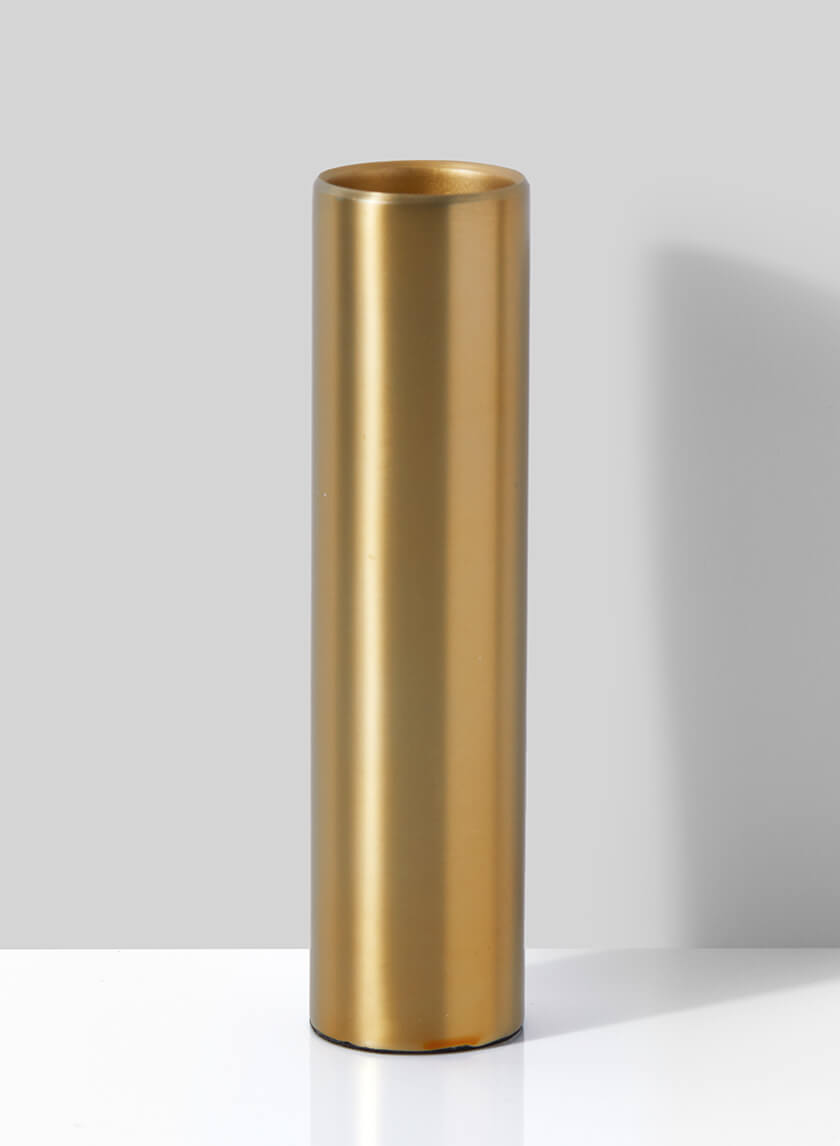 8in Tall Bretagne Matte Gold Steel Cylinder Vase Decor Jamali Garden