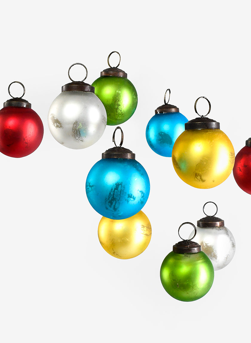 2in Round Matt Multi-Color Glass Ball Ornament, Set of 12 Decor Jamali Garden