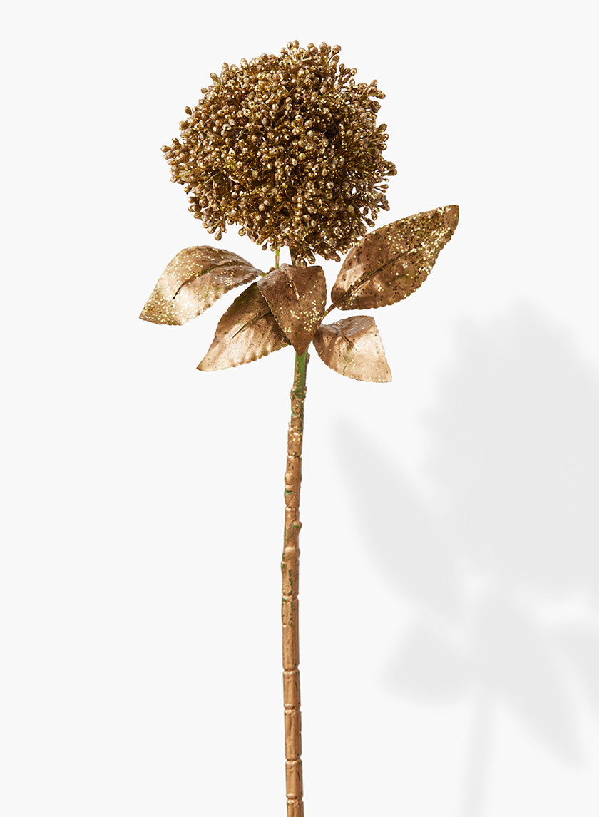 17in Long Gold Pom-Pom Flower Decor Jamali Garden