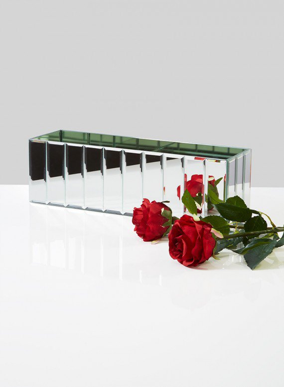 15.75in Long Mirror Strips Rectangle Glass Vase Decor Jamali Garden