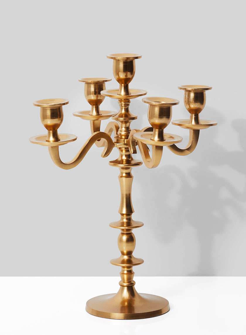 14in Tall Gold Metal Candelabra Decor Jamali Garden