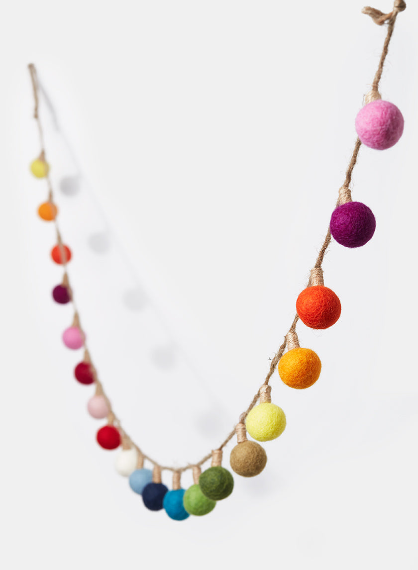 6ft Long Multicolor Wool Lightbulb Garland Decor Jamali Garden