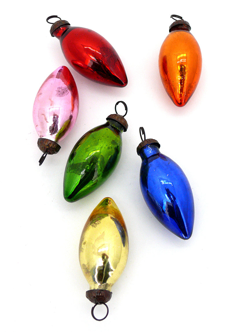 3in Long C7 Multicolor Mercury Glass Bulb Ornaments, Set of 12 Decor Jamali Garden