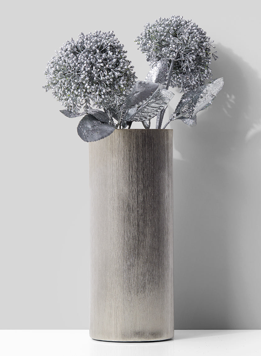 17in Long Silver Pom-Pom Flower Decor Jamali Garden