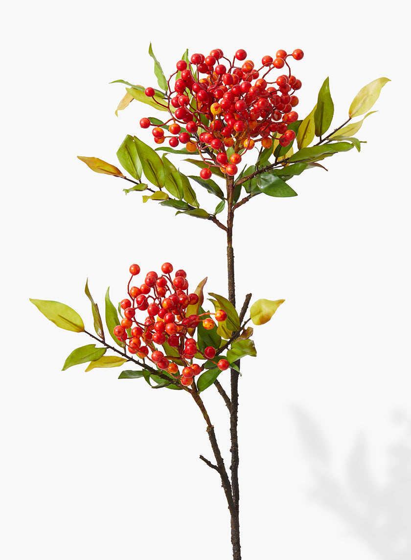 36in Long Orange & Red Berry Branch Decor Jamali Garden