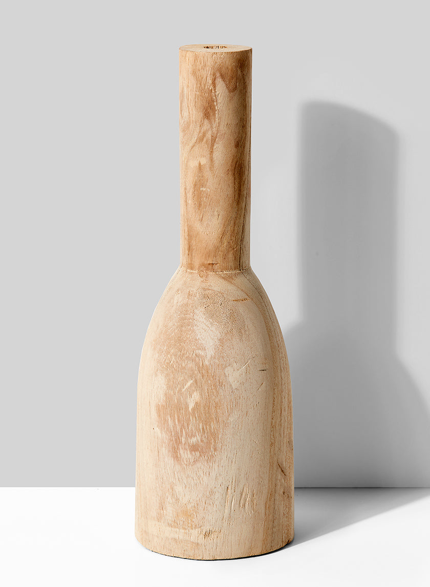 14.5in Tall Paulownia Wood Bottle Vase, Set of 2 Decor Jamali Garden