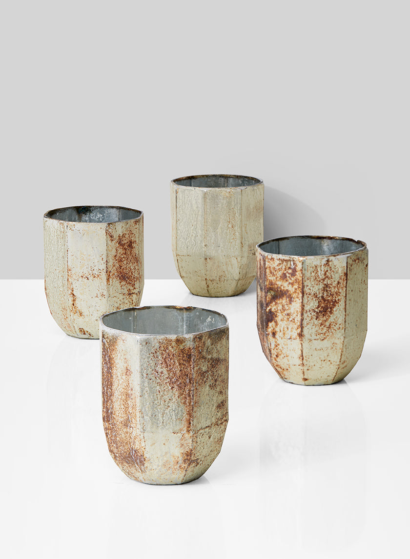 Faceted Pearl & Rust Glass Vase Decor Jamali Garden