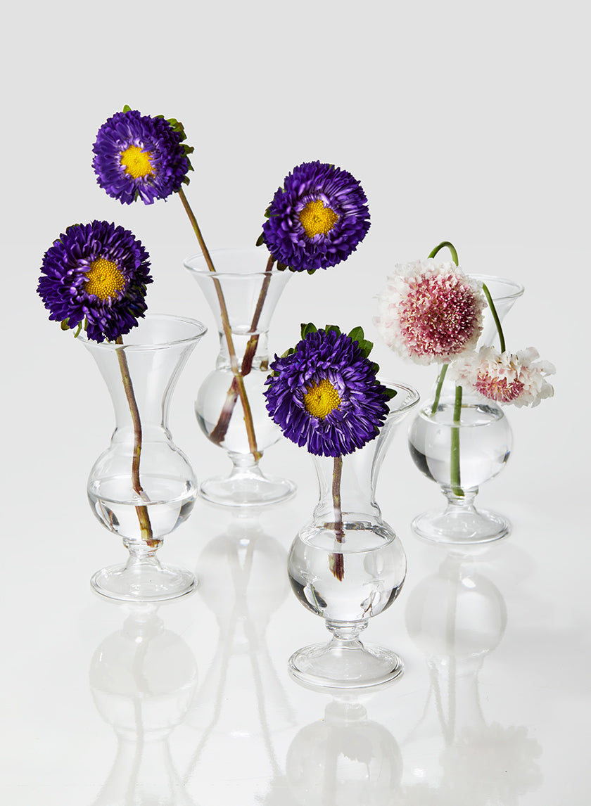 5in Tall Clear Glass Trumpet Bud Vase, Set of 4 Decor Jamali Garden