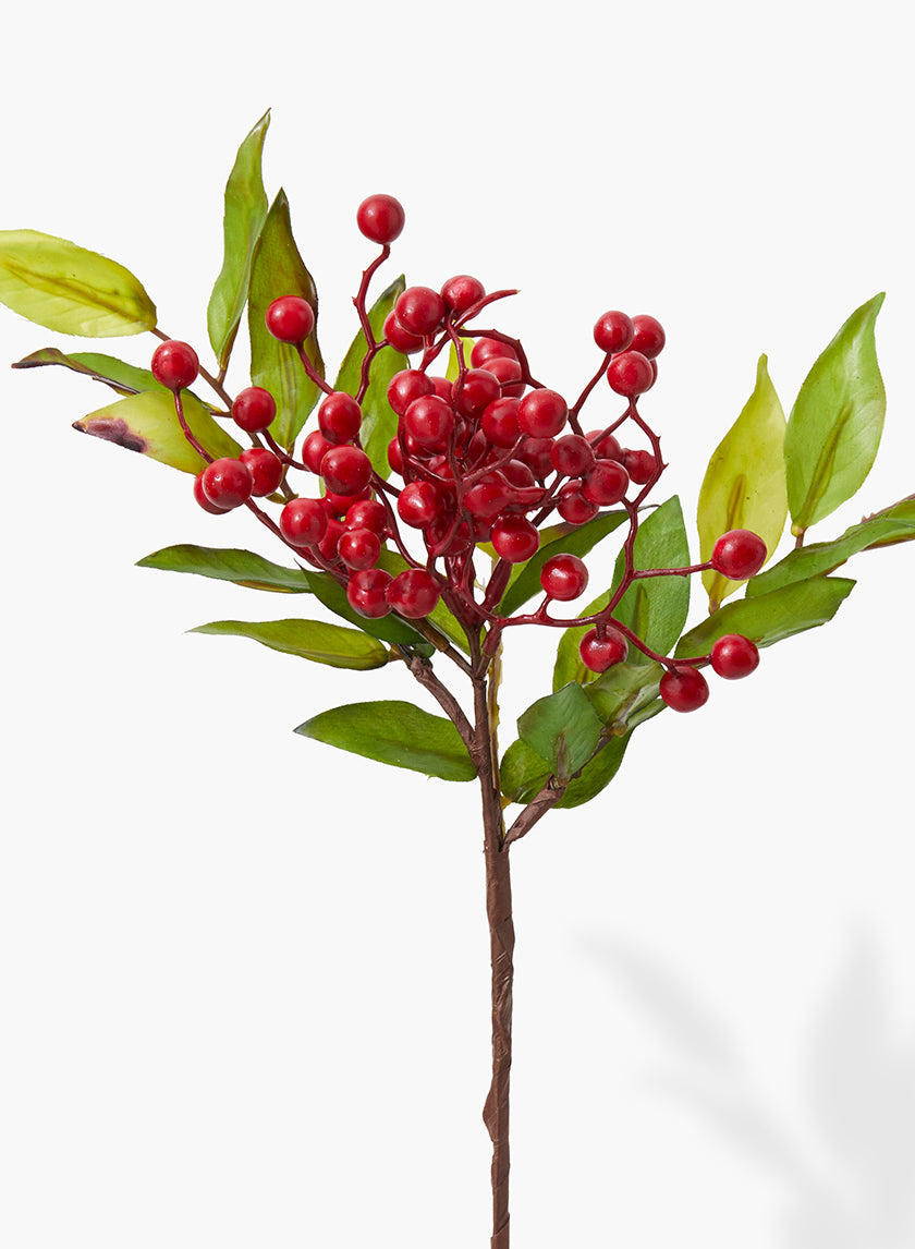 17in Long Red Berry Branch, Case of 12 Decor Jamali Garden