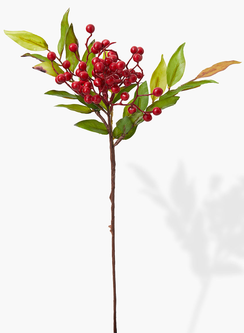 17in Long Red Berry Branch, Case of 12 Decor Jamali Garden