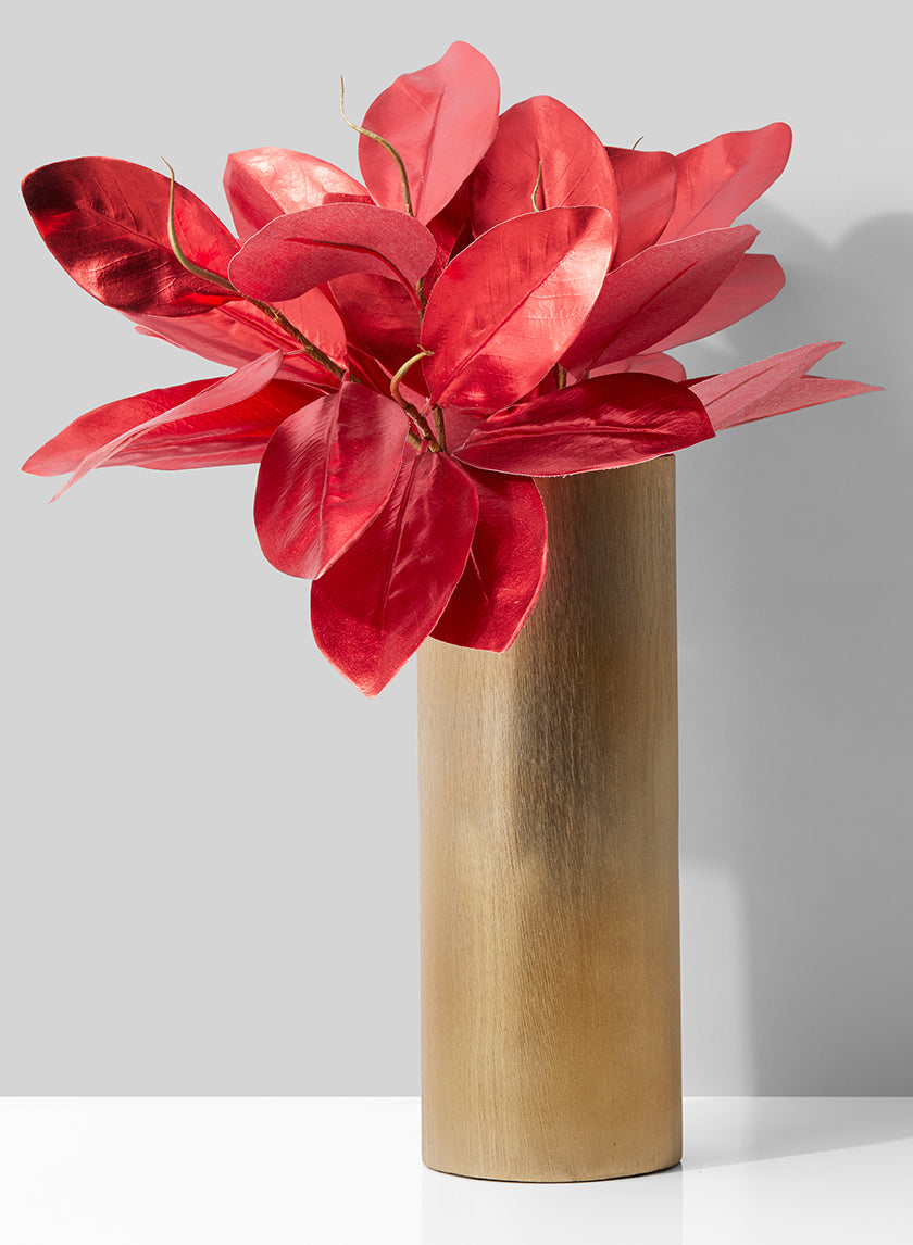 14in Tall Gold Cylinder Aluminum Vase Decor Jamali Garden