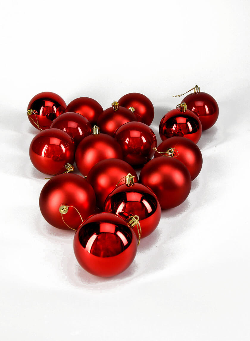 3in Round Pearl, Matte, Light, & Shiny Red Ornament Ball Decor Jamali Garden