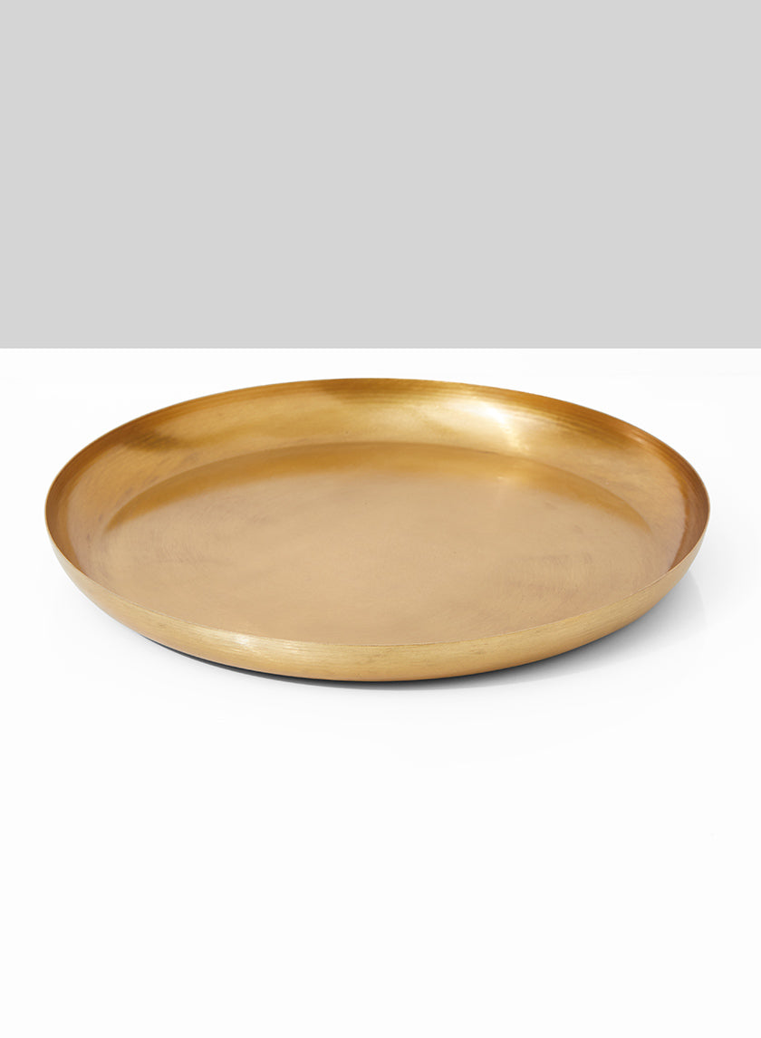 9.5in Wide Round Gold Tray Decor Jamali Garden
