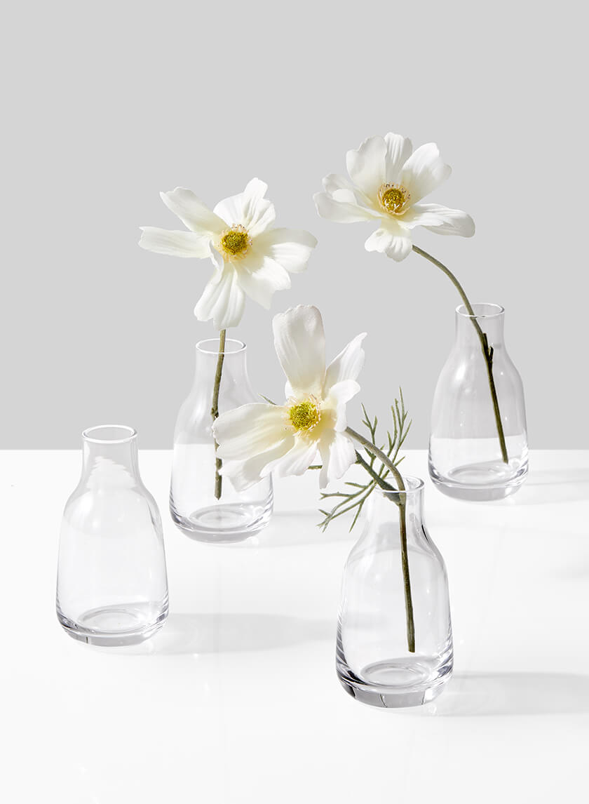 3.5in Tall Tiny Bottle Bud Glass Vase, Set of 4 Decor Jamali Garden