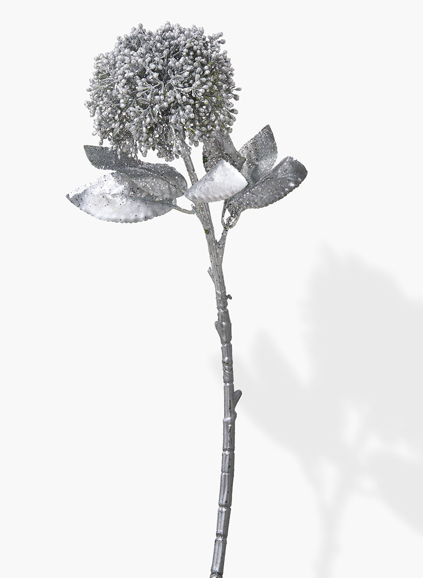 17in Long Silver Pom-Pom Flower Decor Jamali Garden