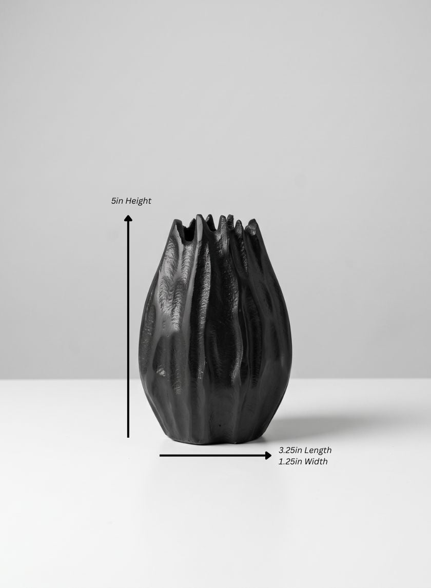 Aluminum Cosmos Black Bark Look Vase Decor Jamali Garden Black 5in Tall SET OF 2