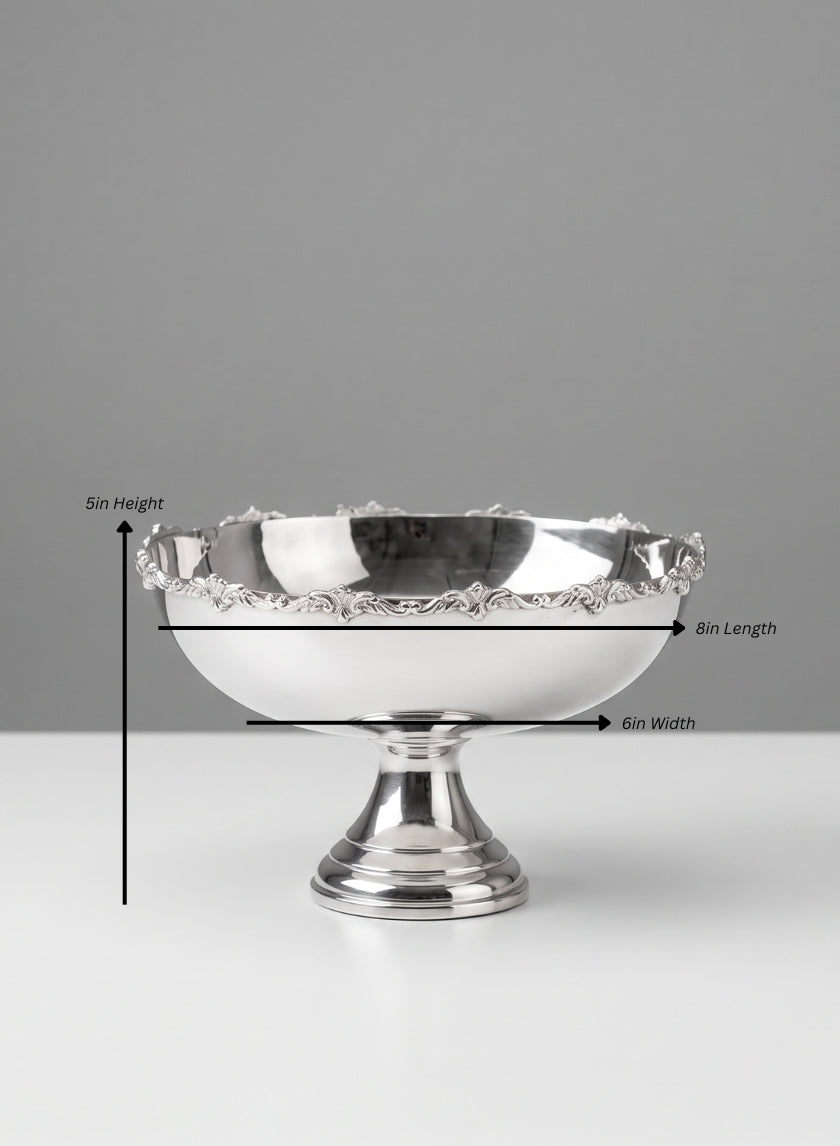 Pierrefort Lace Silver Oval Bowl Decor Jamali Garden Silver 5in Height - 8in Length EACH